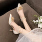 Ladies Shoes on Sale  Fashion Pointed Metal Beaded Solid Women's High Heels Summer Leisure Banquet Women Wedding Pump 2024