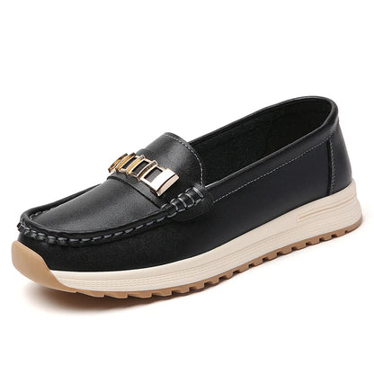 Ladies' large size 44 casual sports shoes, breathable and fashionable loafers, women's shoes, 100% genuine leather casual shoes