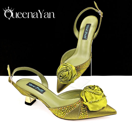 High Quality Women's Pumps Handmade Flowers Fashion Design For Nigeria Wedding Party Ladies Shoes