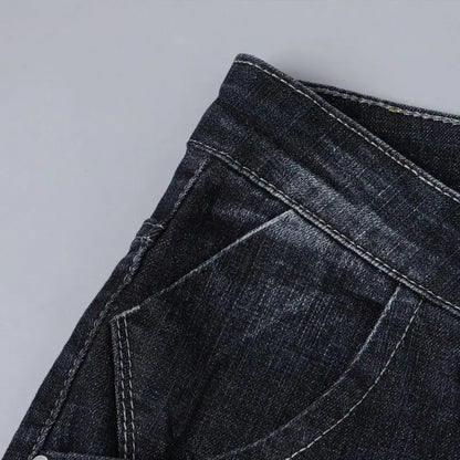 Men's jeans stretch fashionable black pants slim fit straight leg pants