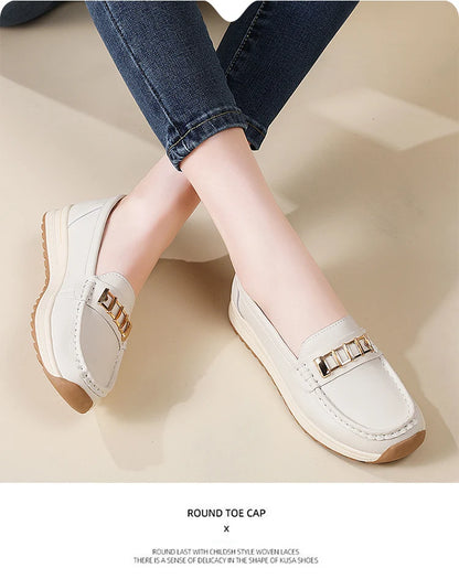 Ladies' large size 44 casual sports shoes, breathable and fashionable loafers, women's shoes, 100% genuine leather casual shoes