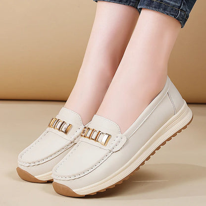 Ladies' large size 44 casual sports shoes, breathable and fashionable loafers, women's shoes, 100% genuine leather casual shoes